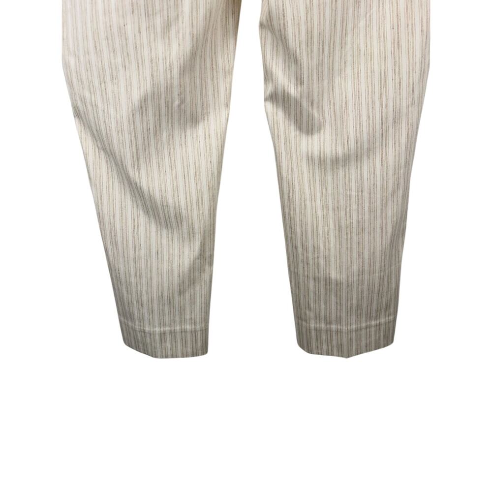 Anne Klein Womens L Tan White Stripe Straight Leg Trouser Business Office Resort - Picture 4 of 10